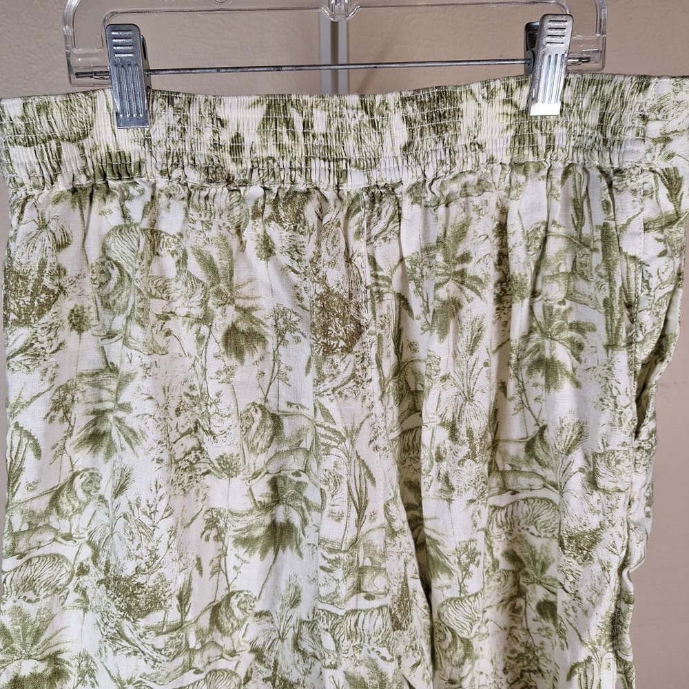 Rachel Zoe 100% Linen Wide Leg Lions Tigers Boho Beachy Lounge Pants Medium - Picture 3 of 10